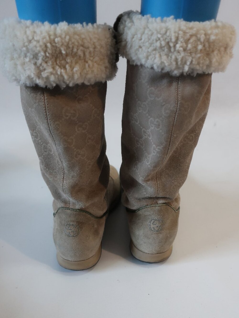 Authentic Womens Gucci Beige 163482 Guccissima Suede Shearling Boots 38 US/8 - Picture 13 of 16